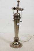 A vintage Art Deco style chromium plated two branch table lamp, A/F base requires refixing, 23½"