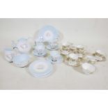 A 1950s Queen Anne fine bone china 'Glade' pattern tea service, in pastel blue and white, with