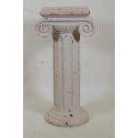 A Victorian carved and painted mahogany plinth in the form of a Doric column, 30" high