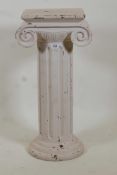 A Victorian carved and painted mahogany plinth in the form of a Doric column, 30" high