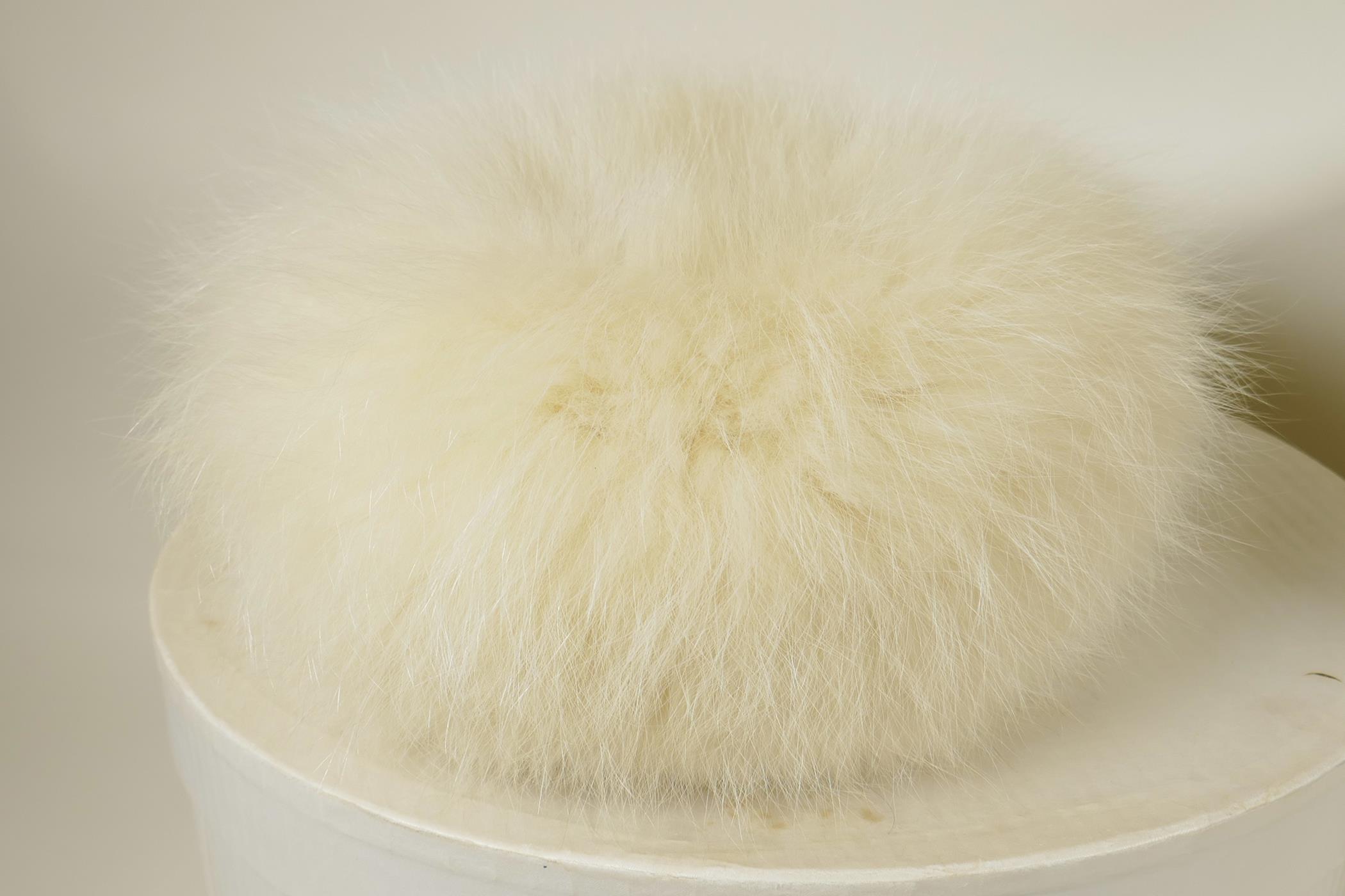 A ladies' Jacques Vert hat and a Russian white fox fur hat, both in Harrods hat boxes - Image 4 of 6