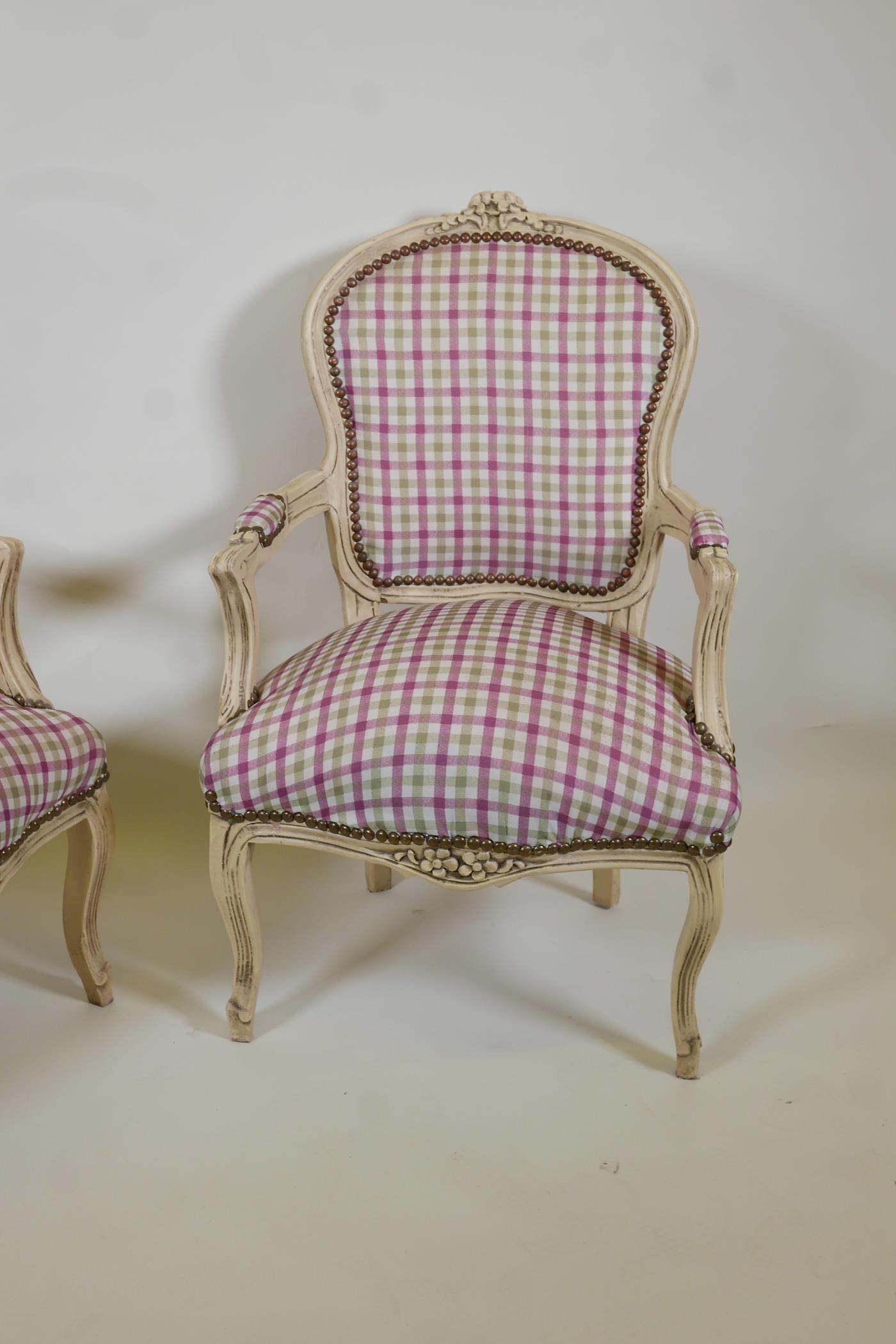 A pair of Louis style open arm chairs - Image 2 of 3
