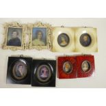 Four pairs of miniature picture frames