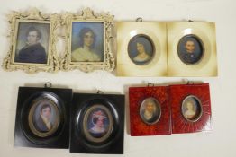 Four pairs of miniature picture frames