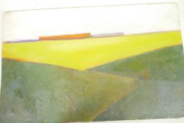 Gilbert Adams, rural scene, titled verso 'Long Barn near Worley Farm', 24" x 15"