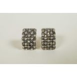 A pair of silver and marcasite earrings