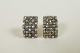 A pair of silver and marcasite earrings