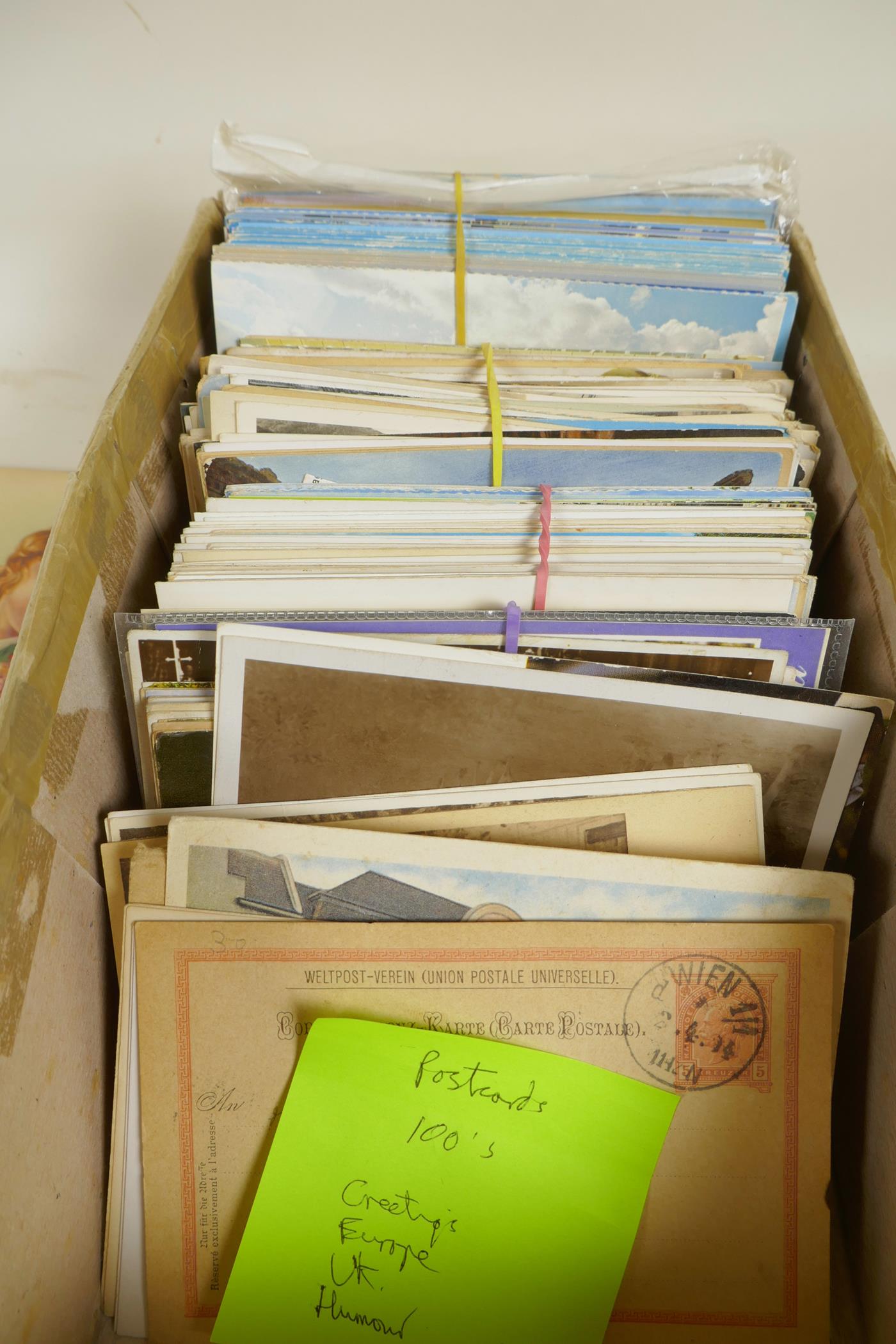 A box of vintage postcards, mainly UK counties, Wales, royalty etc, approximately 500 - Image 3 of 4