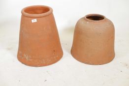 Two antique terracotta rhubarb forcers, largest 17" high