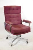 An American tilt and swivel chrome plated open arm desk chair, last quarter of C20th