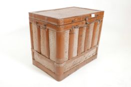 A Japanese bamboo and rattan chest/basket, 20" x 14", 18" high