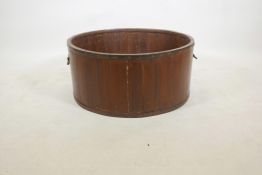A Chinese metal bound barrel bucket, 12½", 27" diameter
