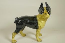 A cast iron figure of a French bulldog, 10" high