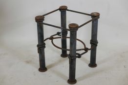 An antique painted wrought metal table base, 16" x 16" x 20"