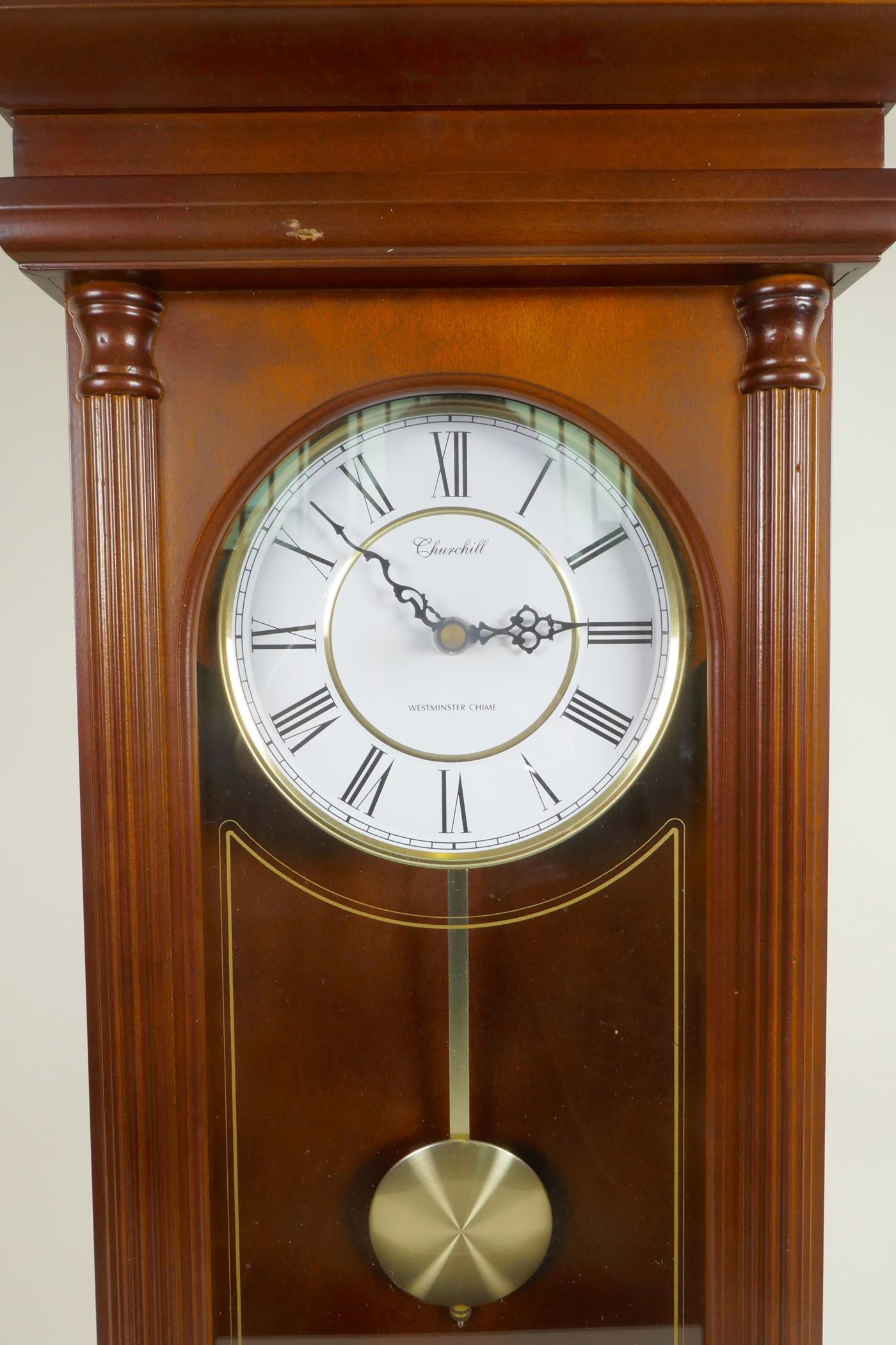 A mid C20th Smith's Enfield chiming mantel clock, dark wood effect bakelite casing and silver - Image 3 of 7