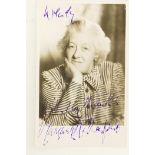 A personalised signed photograph of Margaret Rutherford, 3½" x 5½"