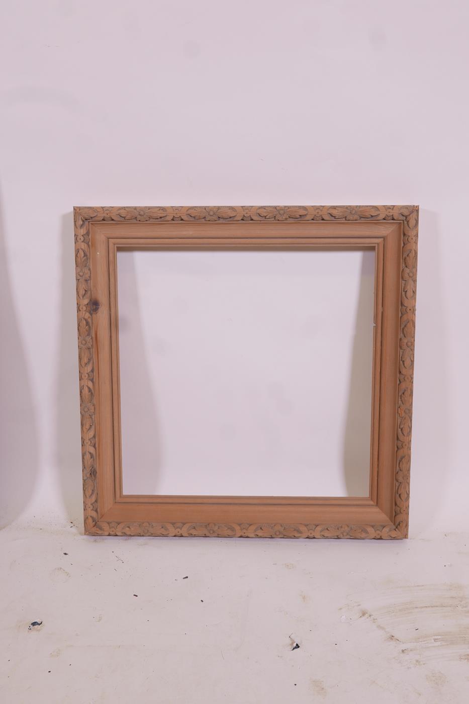 A Continental carved pine frame, 16¼" x 16¼" rebate, and a C19th giltwood framed mercury glass - Image 4 of 5