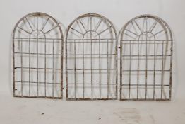 Three painted metal mirror frames, 14" x 24"