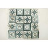 Four C19th architectural Minton China tiles, each 6" square