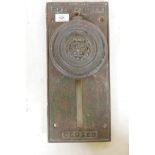 An antique cast iron trough/fountain valve lever, with lion mask decoration, 17" x 15"