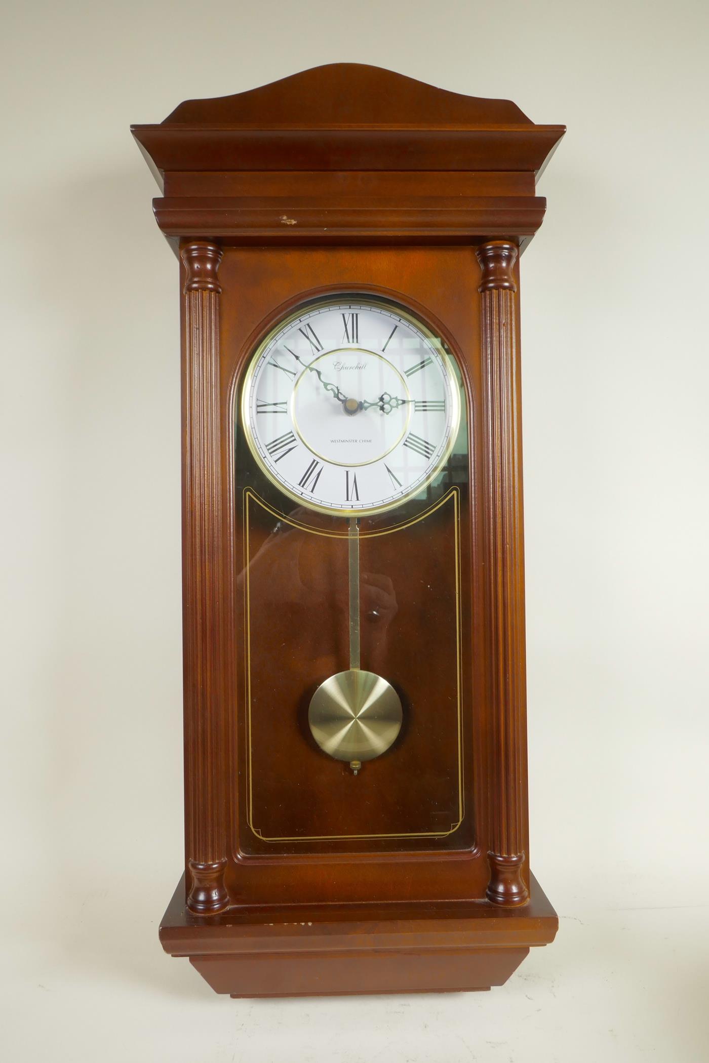 A mid C20th Smith's Enfield chiming mantel clock, dark wood effect bakelite casing and silver - Image 2 of 7