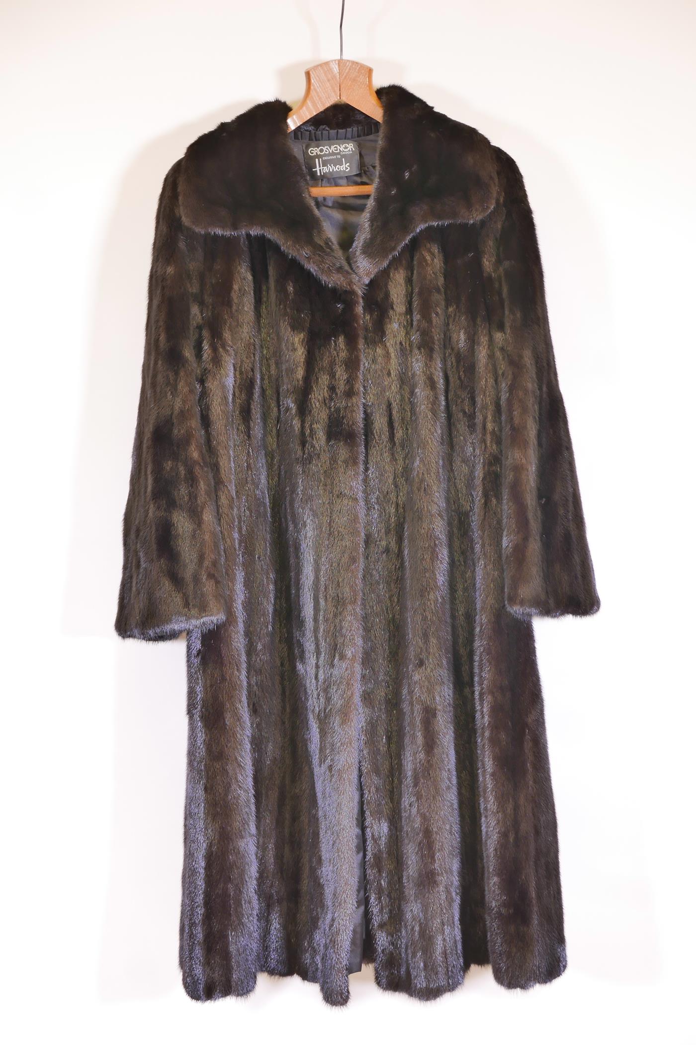 A vintage Harrods ladies' mink fur coat by Grosvenor of Canada, in fine condition, 48" long