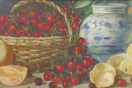 A. Dudley, still life of fruit, late C19th/early C20th, watercolour, 30½" x 11"