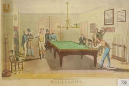E. F. Lambert, Billiards, C19th hand coloured lithograph, designed and etched by E.F. Lambert,