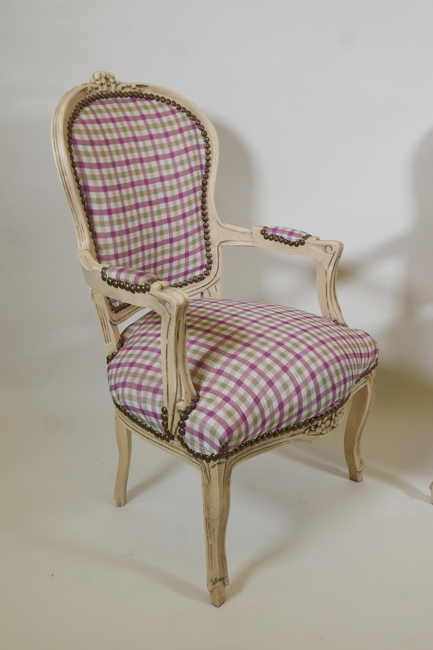 A pair of Louis style open arm chairs - Image 3 of 3