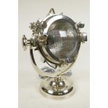 A chrome plated spotlight table lamp, 15" high