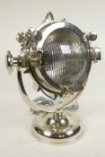 A chrome plated spotlight table lamp, 15" high