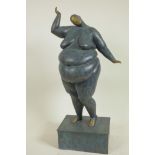 A modernist bronze figure of a lady, 18" high