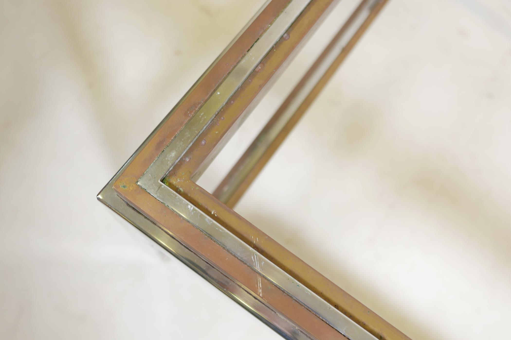 A chrome and brass two tier coffee table in the style of Zevi, 51" x 27½" x 16", A/F lacks glass - Image 2 of 2