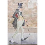 D. Denahy, 1979, caricature depicting a gentleman of the legal trade, oil on board, 16½" x 23½"