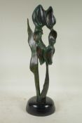 Margaret Parfitt, 'Flora', abstract bronze, monogrammed with artist's label to base, 20" high