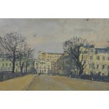 Lord Methven, signed oil on board, inscribed 'Regent's Park, 9th March 1940 (with barrage balloons