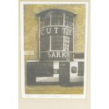 Joanna Irwin, limited edition etching of the Cutty Sark entrance at Greenwich, signed in pencil,