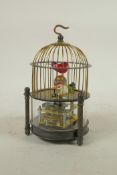 A brass birdcage automaton clock, 6½" high