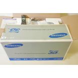 A Samsung HT-F6500 Blu-Ray 3D/DVD home entertainment system in original box, appears complete,