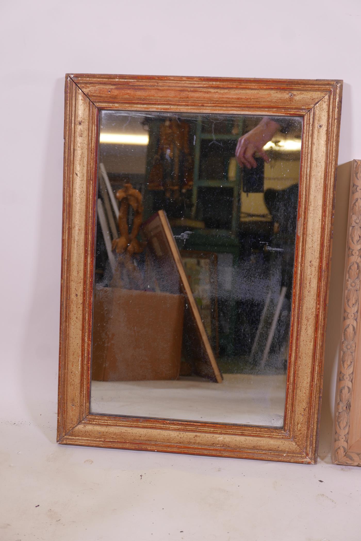 A Continental carved pine frame, 16¼" x 16¼" rebate, and a C19th giltwood framed mercury glass - Image 2 of 5