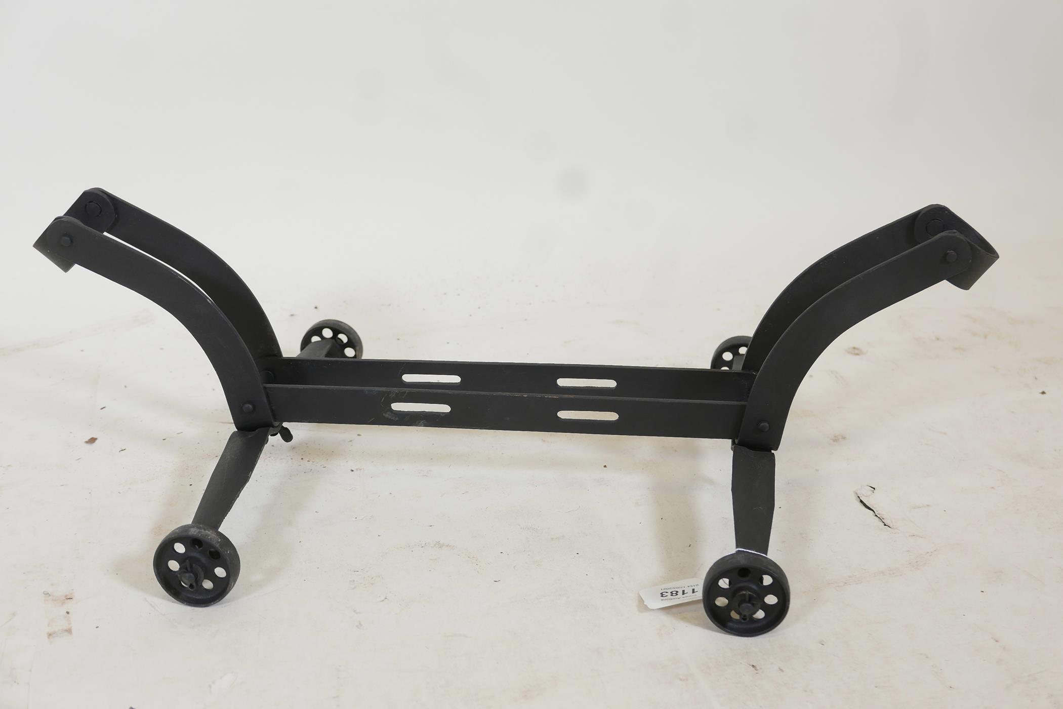 A vintage painted metal cycle stand, 22" x 8" - Image 2 of 3