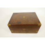 A C19th brass bound rosewood writing box, A/F, 12" x 9" x 6"