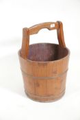 A traditional brass bound pine bucket, 22" high