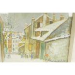 Maurice Utrillo, colour print of a French town scene, 23" x 19"