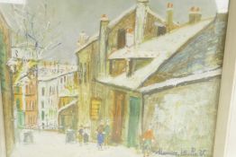 Maurice Utrillo, colour print of a French town scene, 23" x 19"