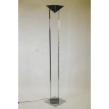 A lucite and chrome uplighter, 69" high