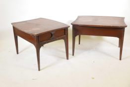 A pair of American century single drawer teak side tables by J.B. Van Sciver Co., with rosewood