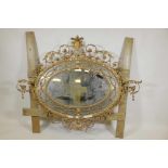 A C19th Adam style giltwood and composition sectional hall mirror, A/F, 60" x 46"