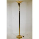 A brass uplighter, 70" high