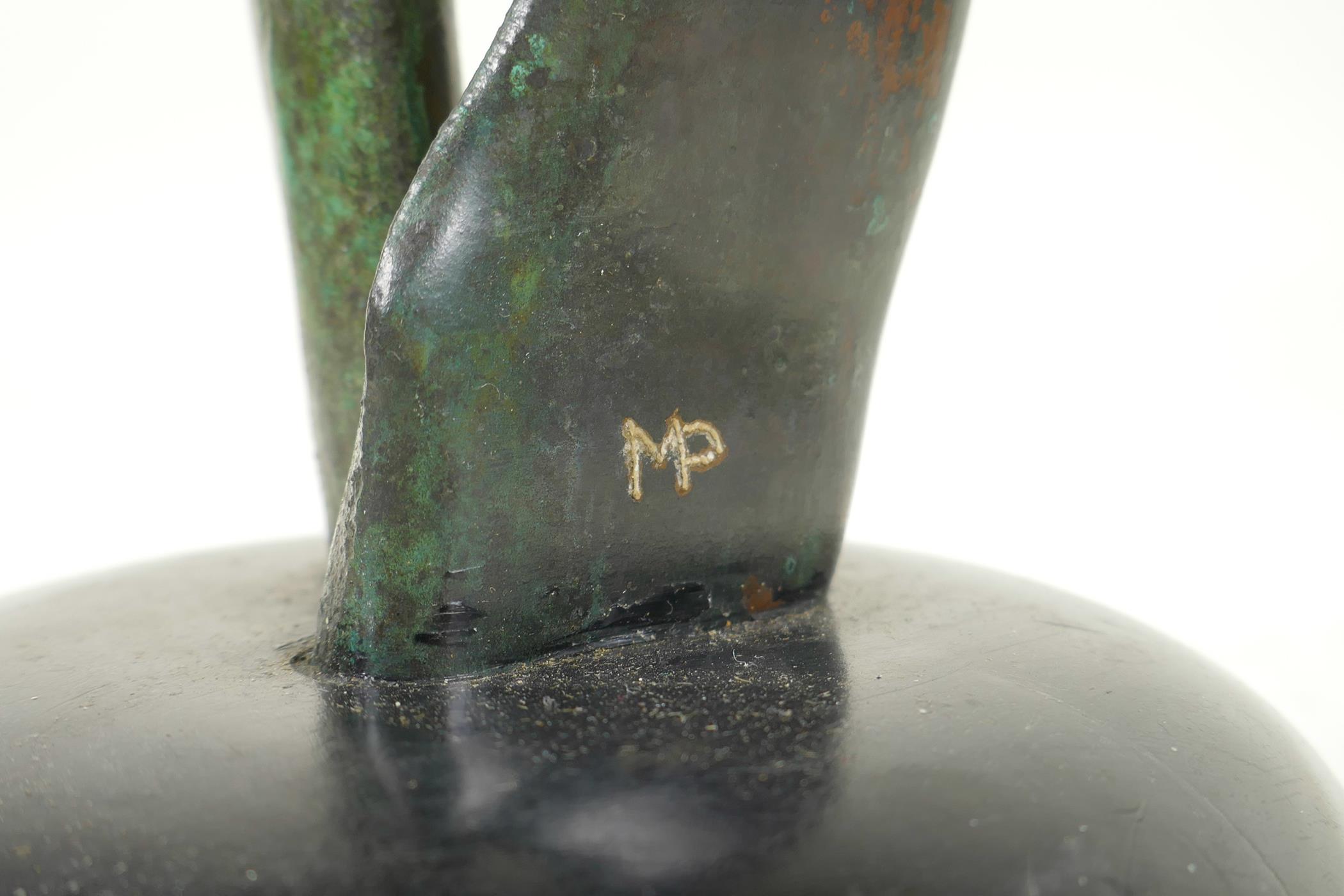 Margaret Parfitt, 'Flora', abstract bronze, monogrammed with artist's label to base, 20" high - Image 2 of 4